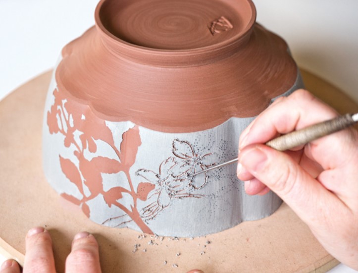 رنگ آمیزی سفال با گواش