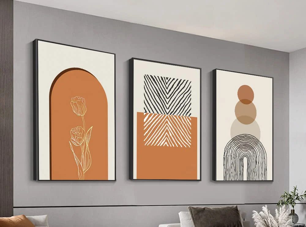 تابلو سه تکه مدرن انتزاعی متناسب با رنگ دیوار